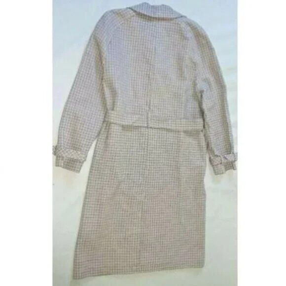 🆕TOPSHOP Angie Double Breasted Trench Coat Houndstooth Plaid Blue Gray - Picture 9 of 12